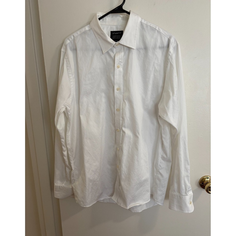 Stantt Forsyth White Button Down Shirt Mens Medium Cotton Dress Shirt